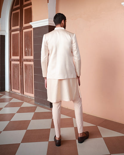 Peach Kurta set with jacket