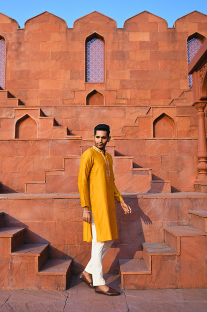 Yellow embroidered kurta set