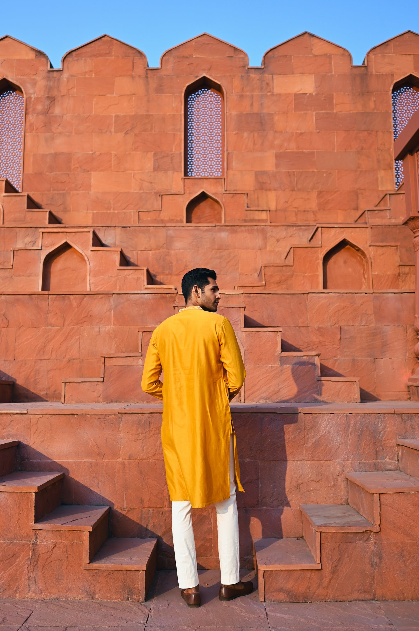 Yellow embroidered kurta set