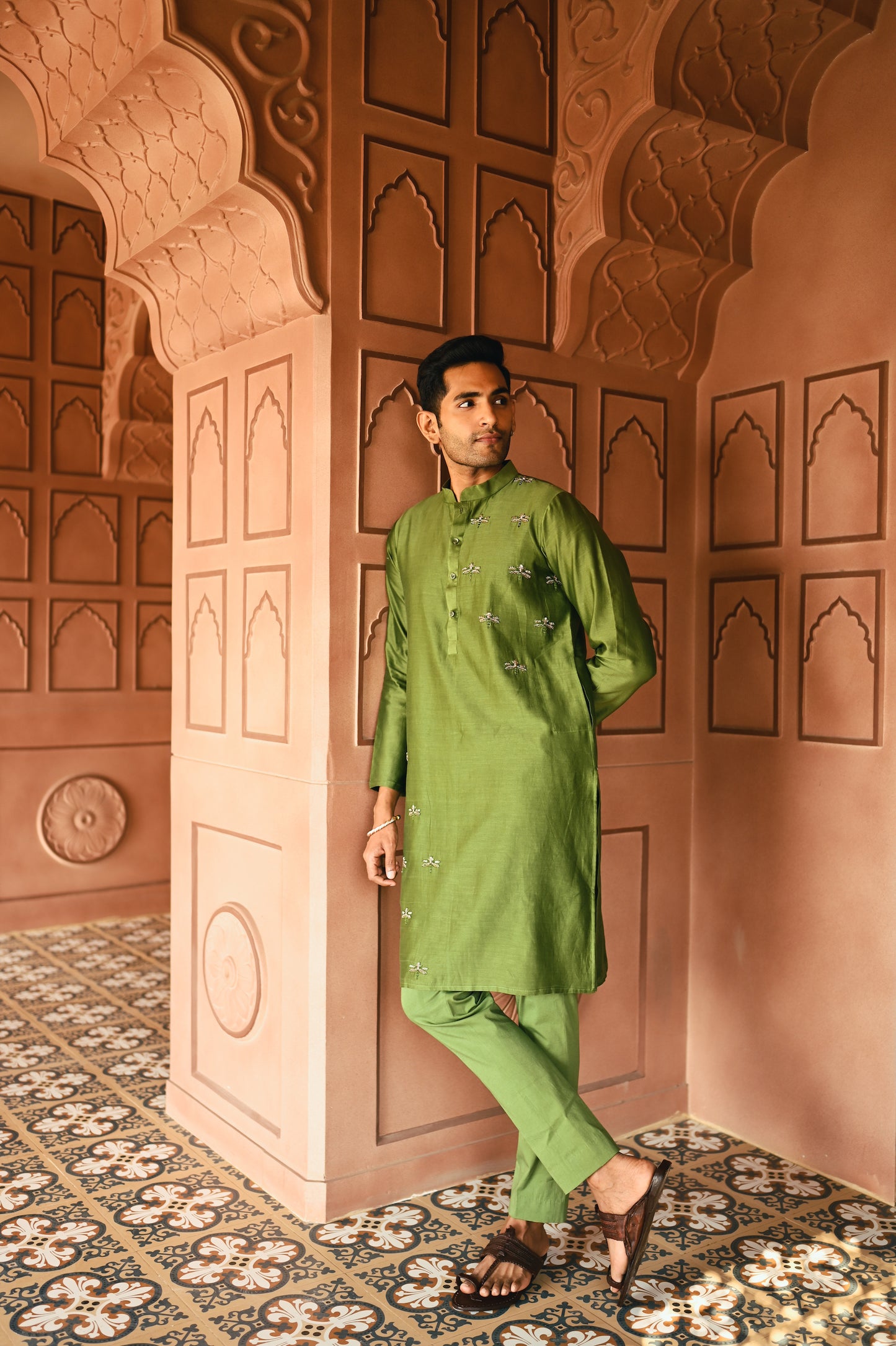 Green Housefly Kurta Set