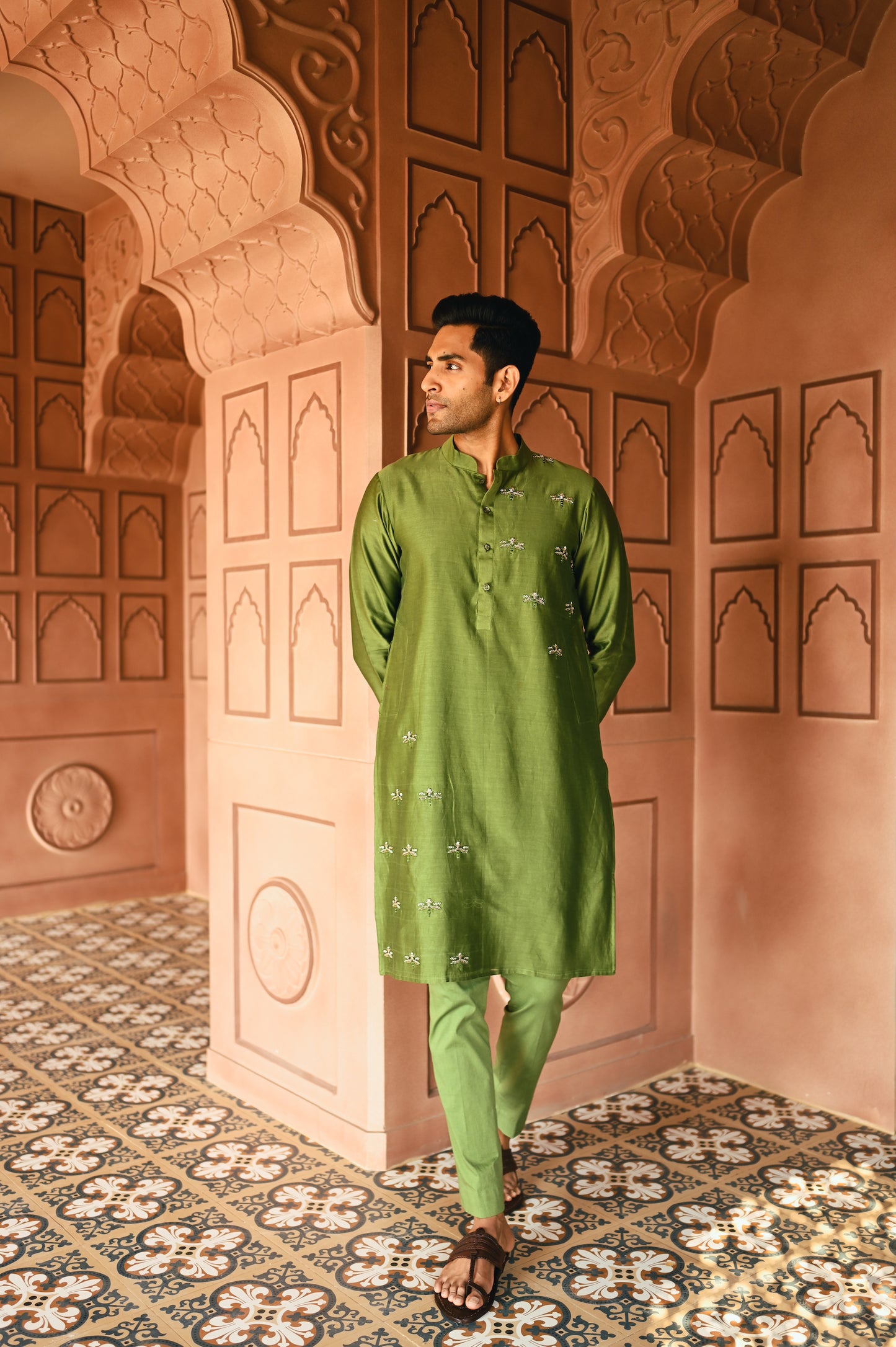 Green Housefly Kurta Set