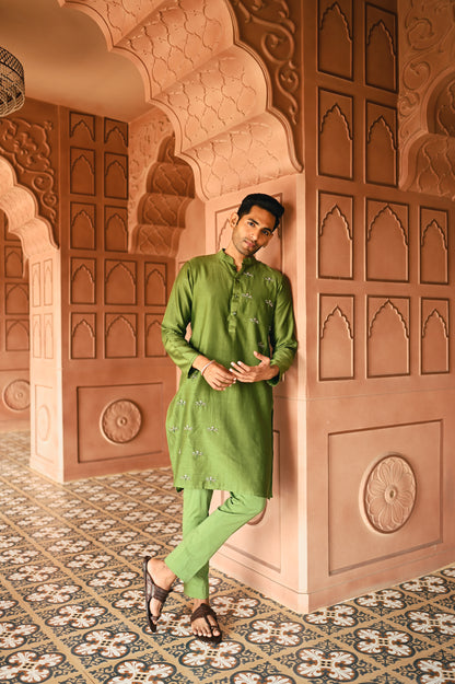 Green Housefly Kurta Set