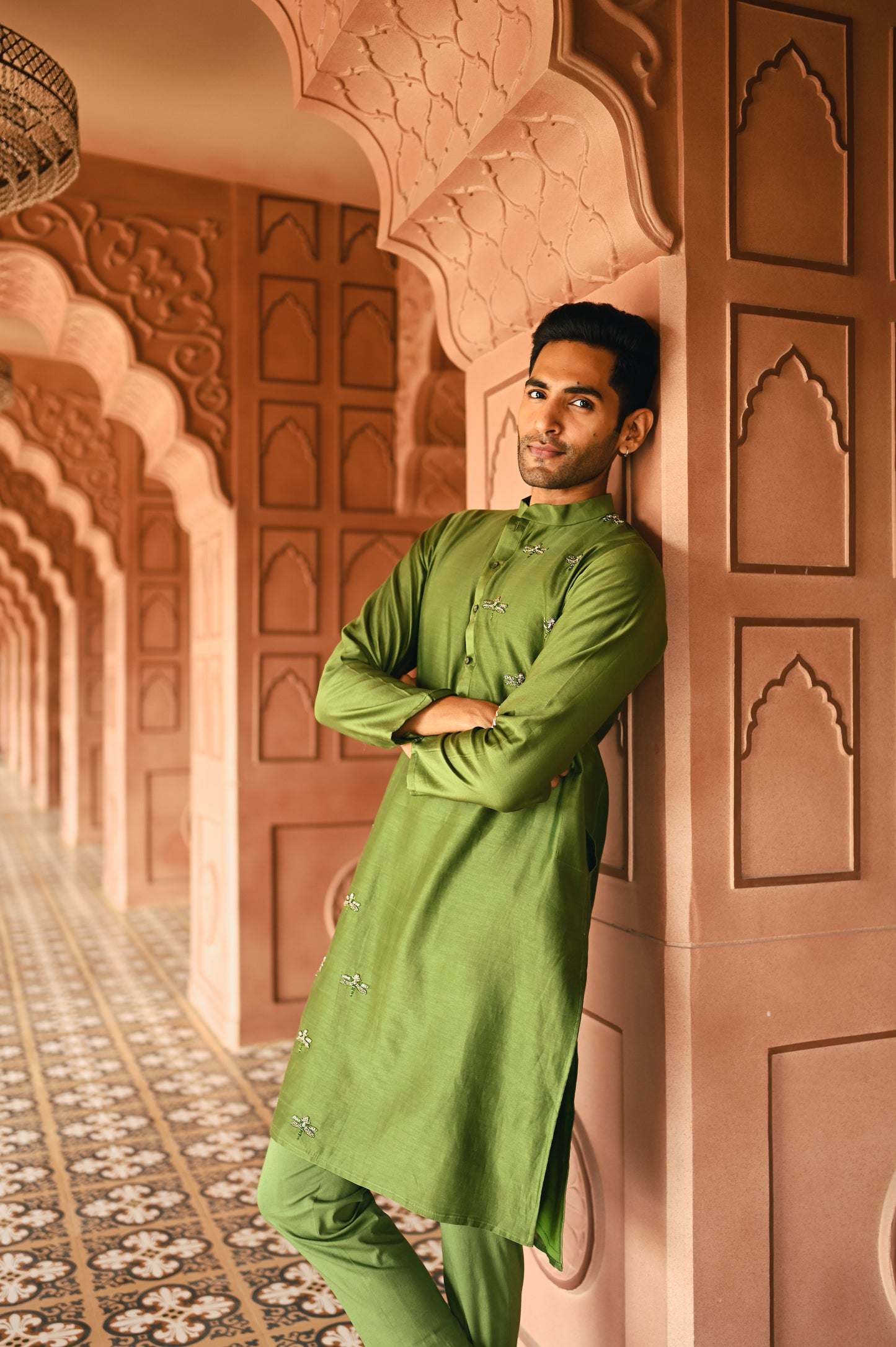 Green Housefly Kurta Set