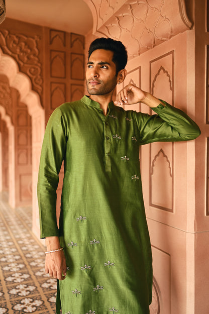 Green Housefly Kurta Set