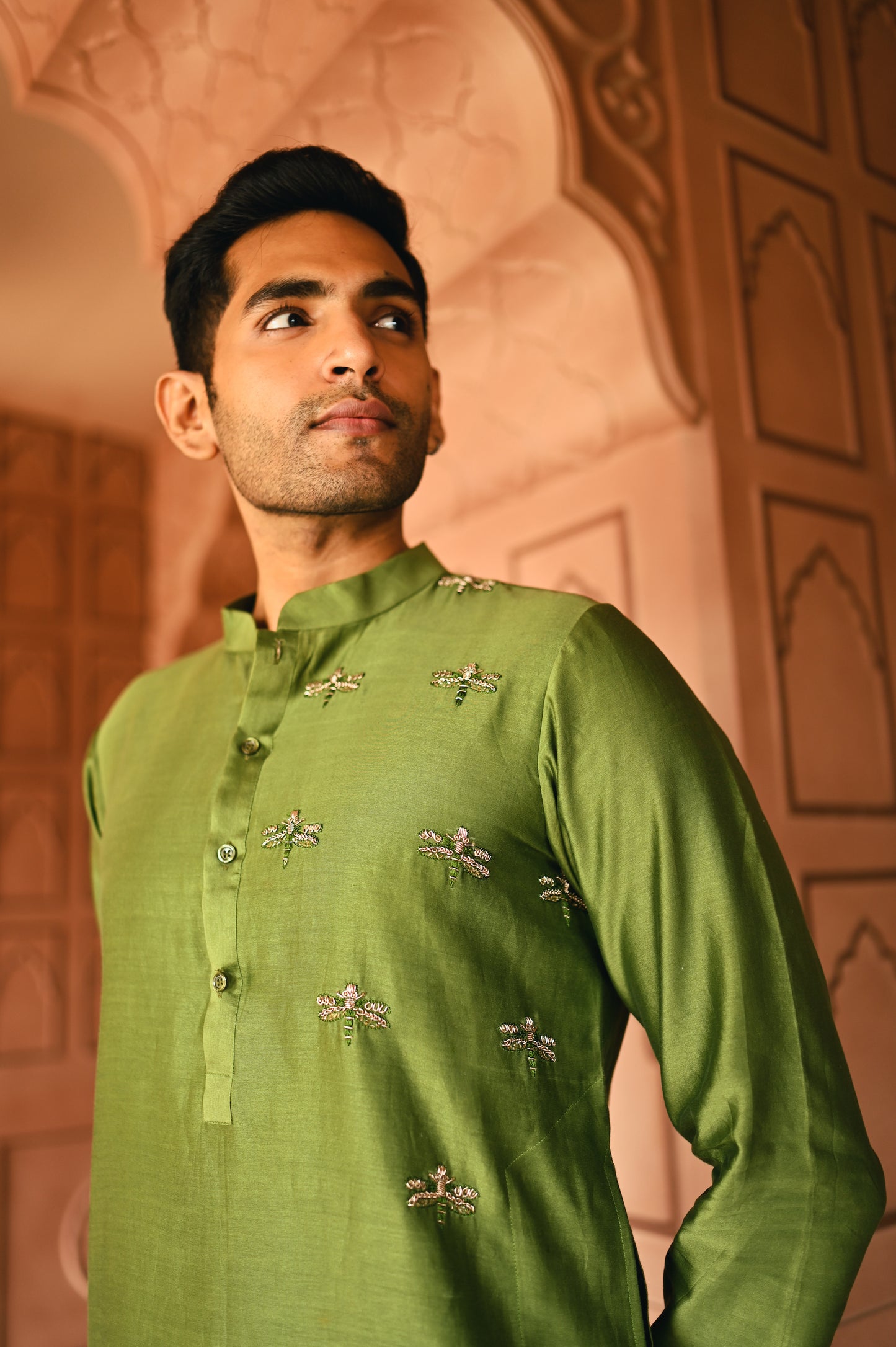 Green Housefly Kurta Set