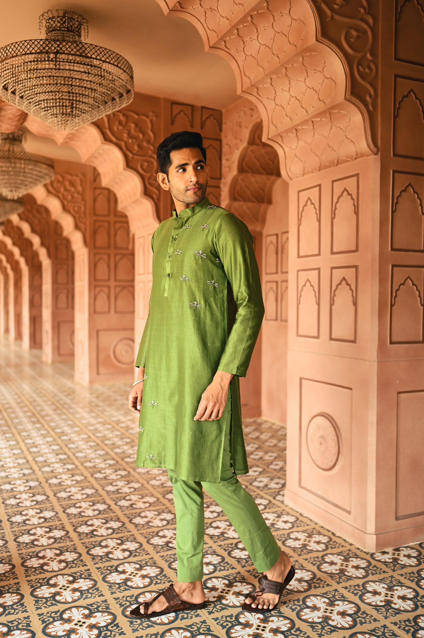 Green Housefly Kurta Set