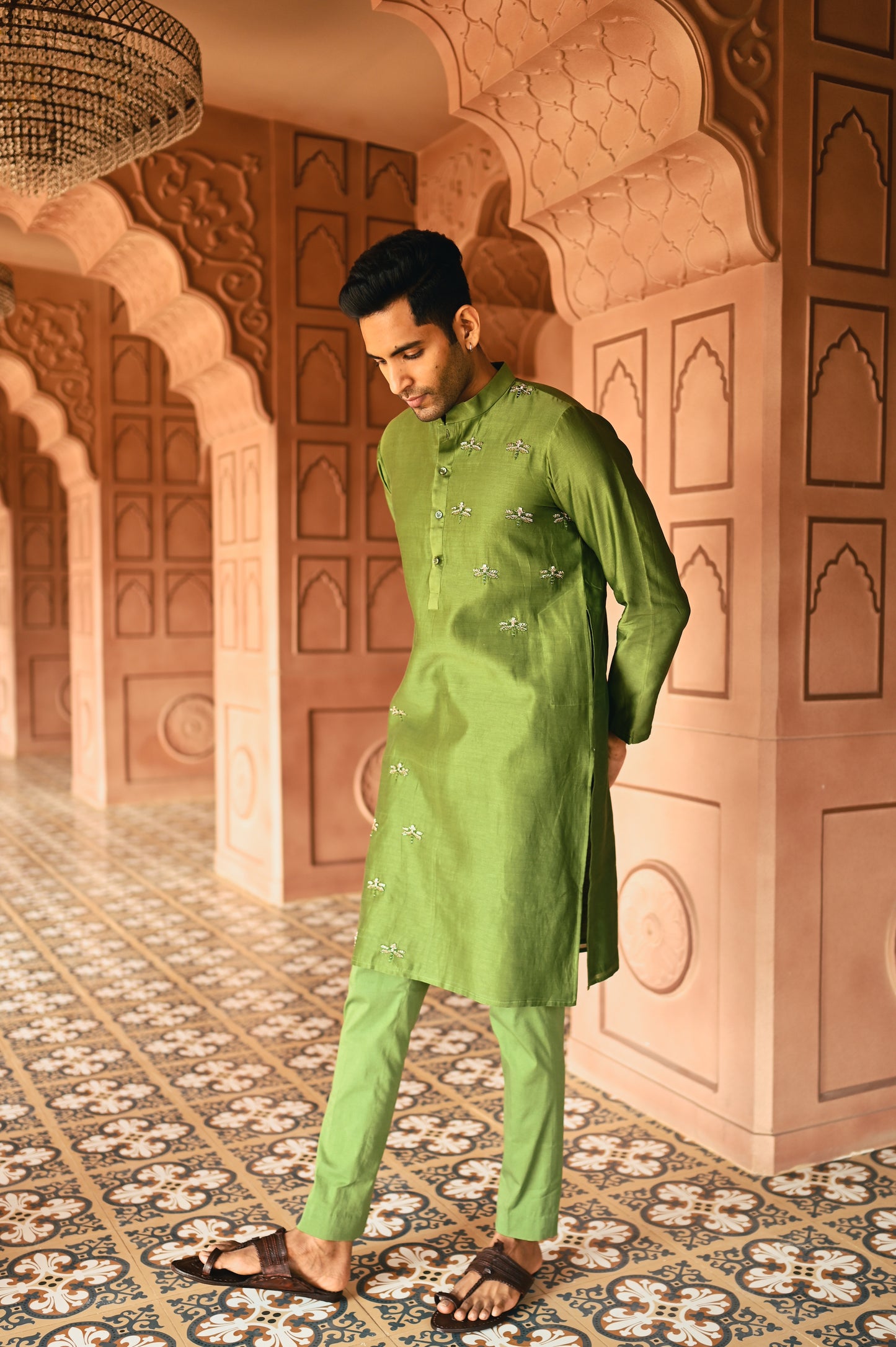 Green Housefly Kurta Set