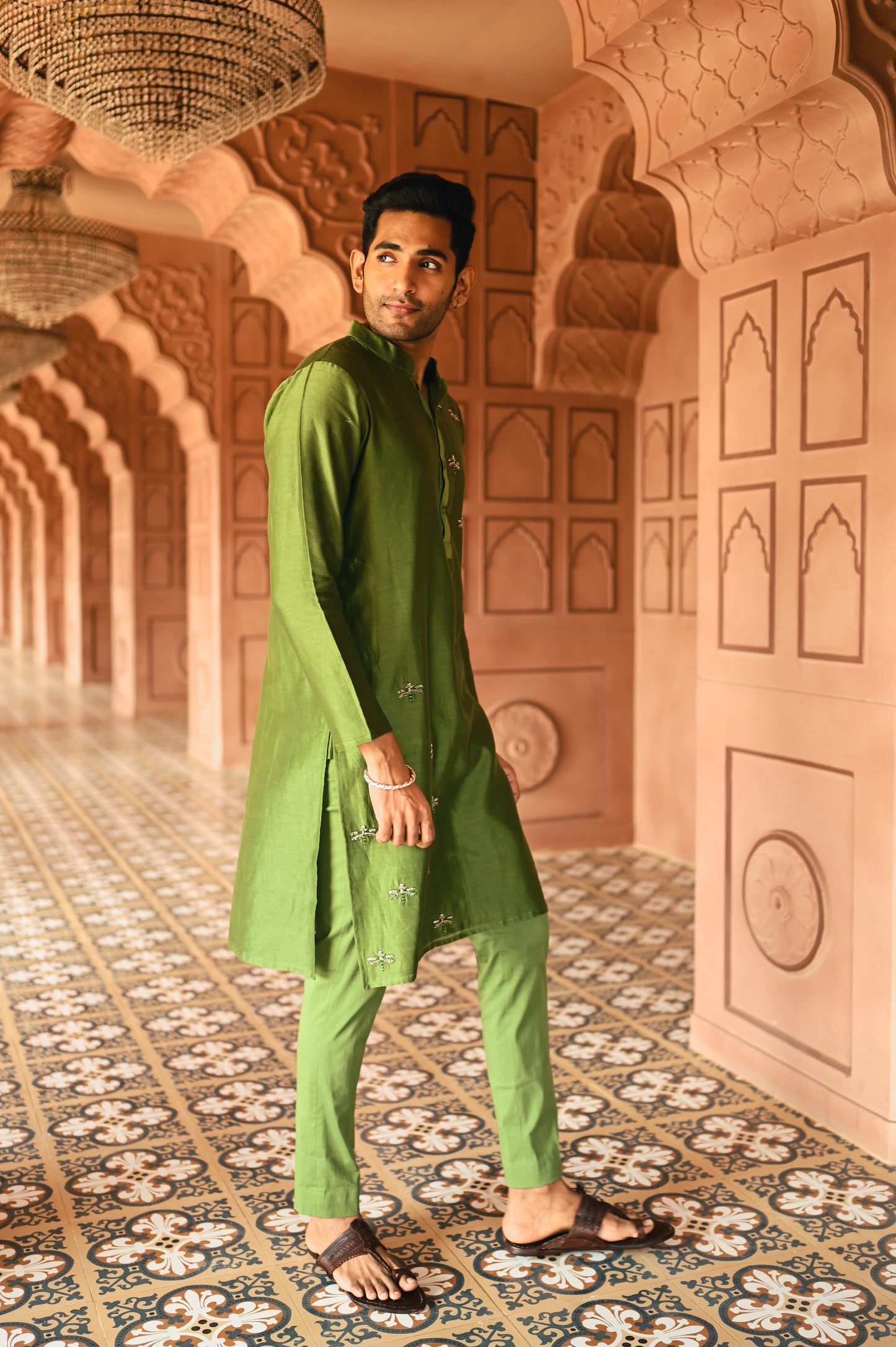 Green Housefly Kurta Set