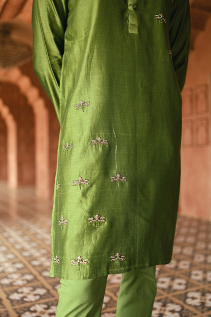 Green Housefly Kurta Set