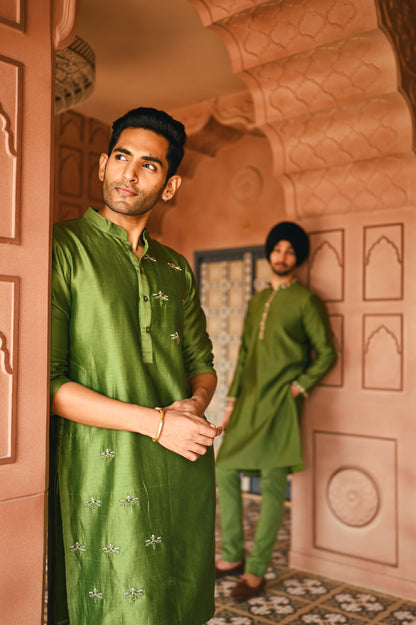 Green Housefly Kurta Set