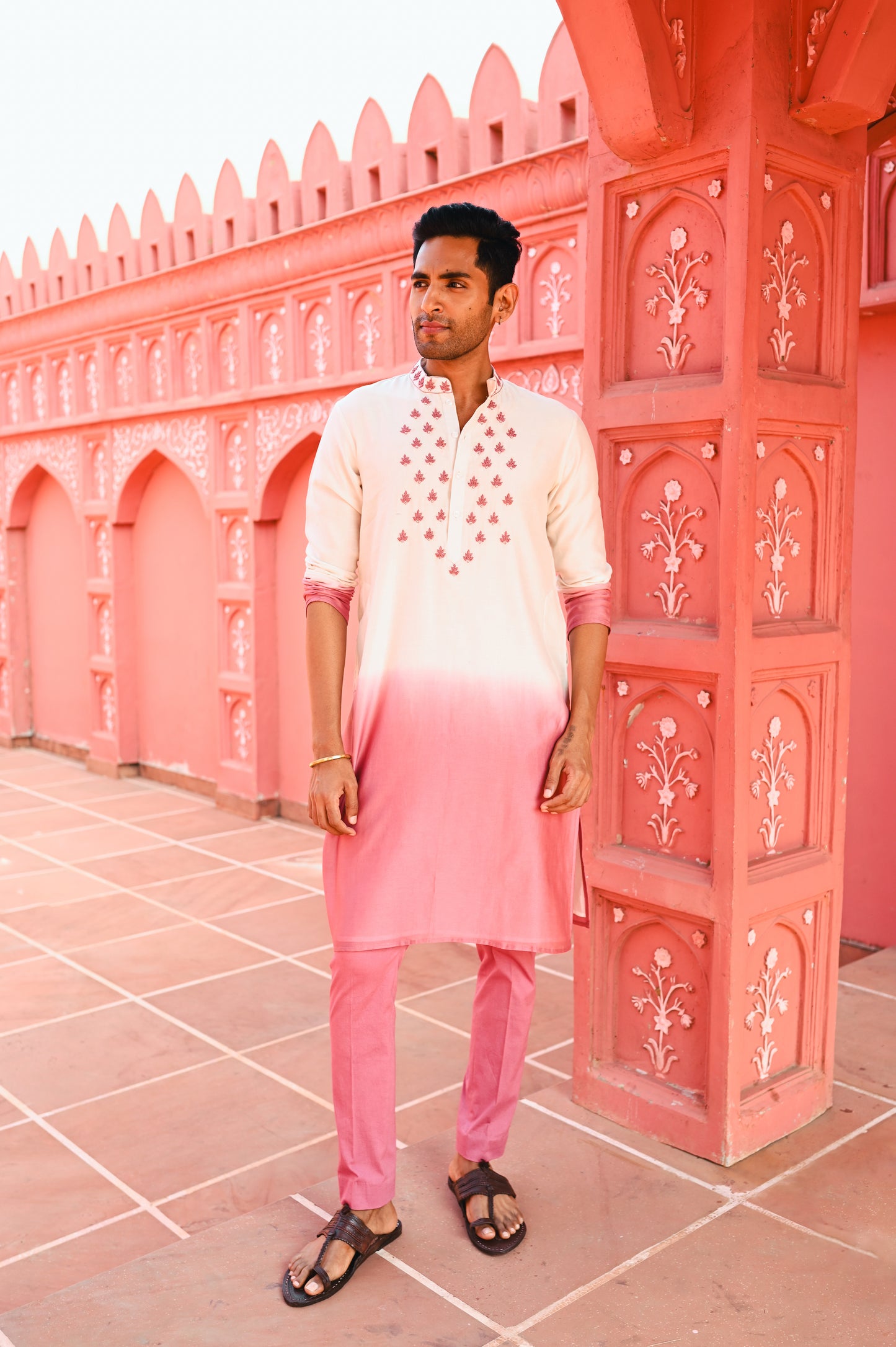 Pink Ombree Kurta Set