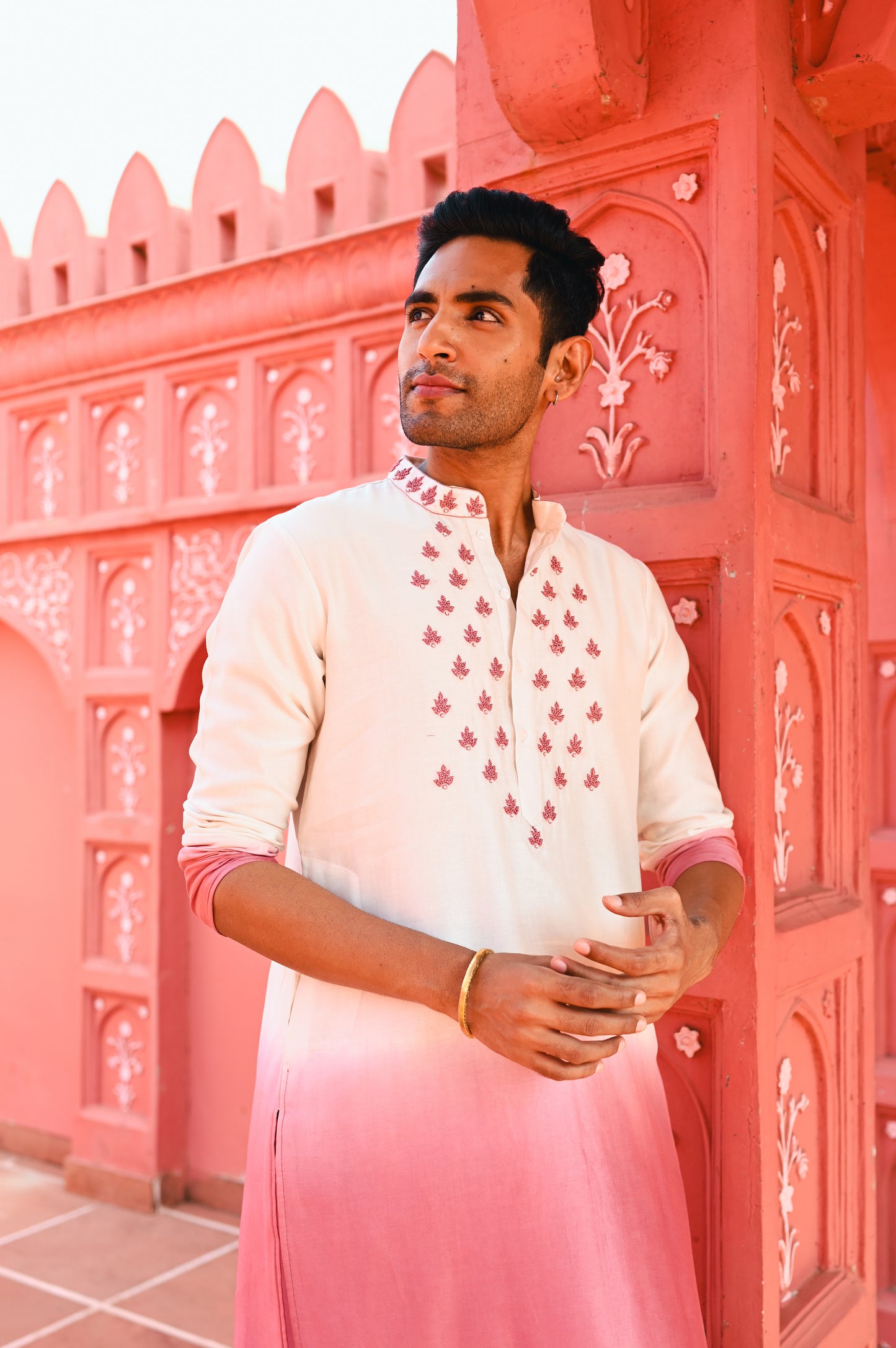 Pink Ombree Kurta Set