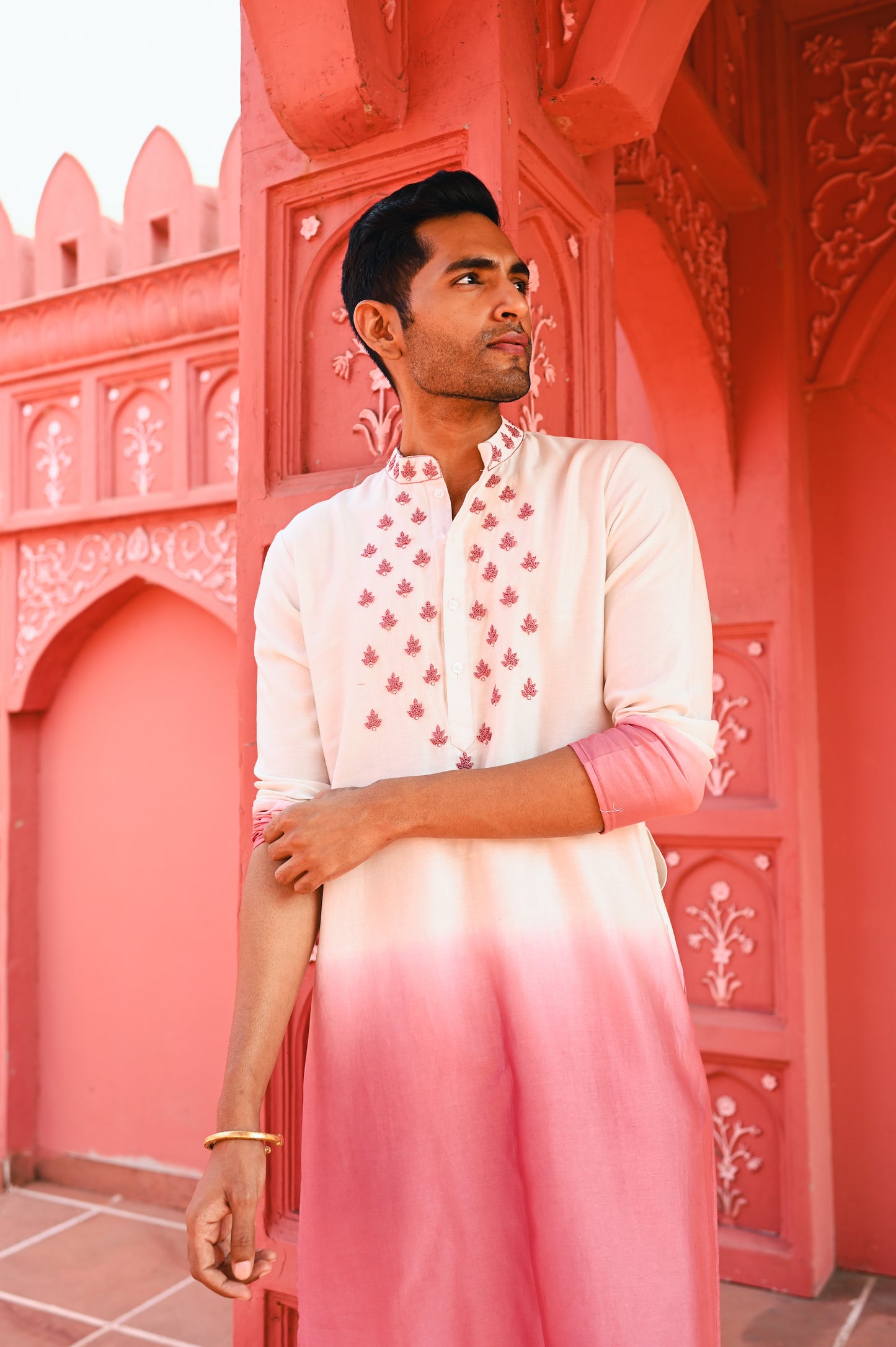 Pink Ombree Kurta Set