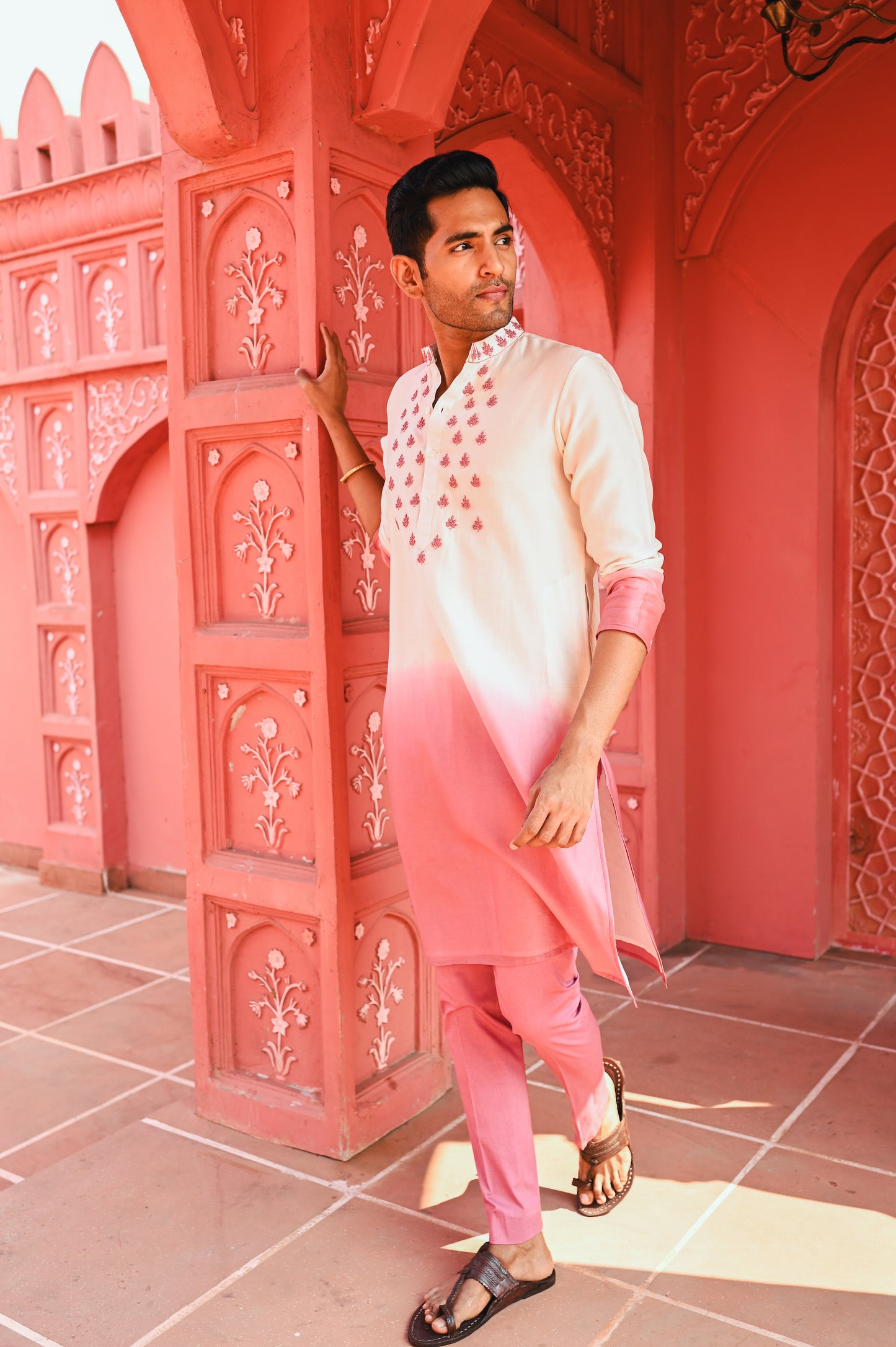 Pink Ombree Kurta Set