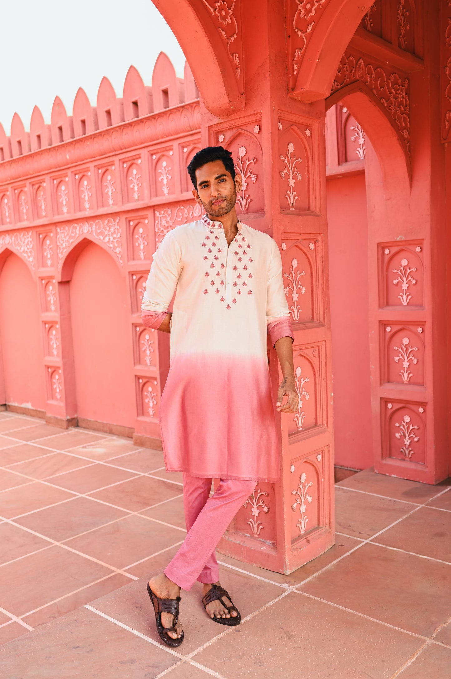 Pink Ombree Kurta Set