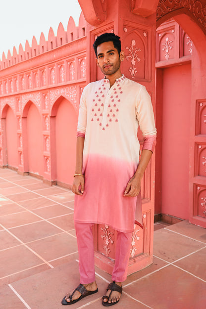 Pink Ombree Kurta Set