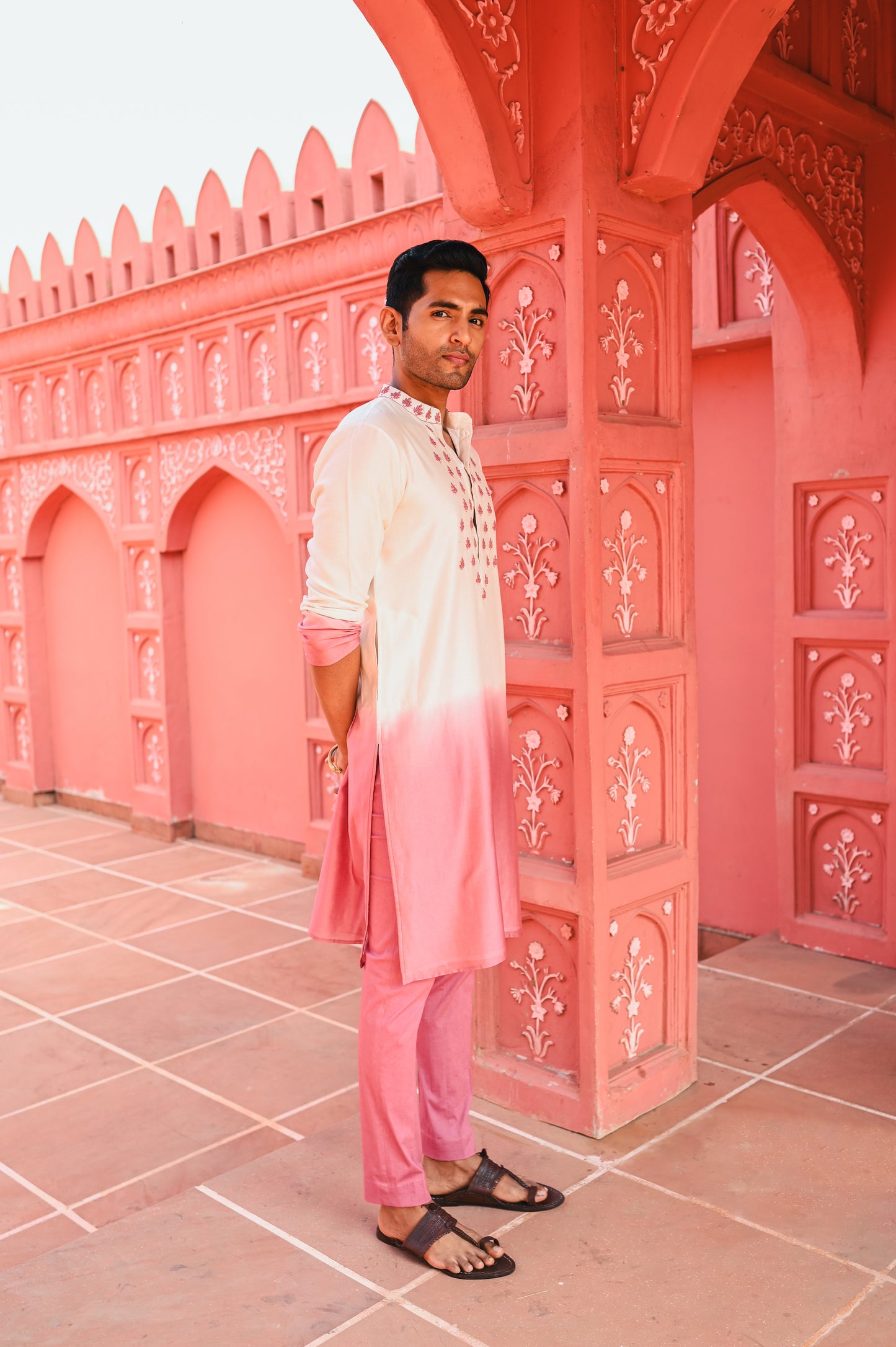 Pink Ombree Kurta Set