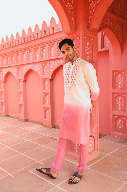 Pink Ombree Kurta Set