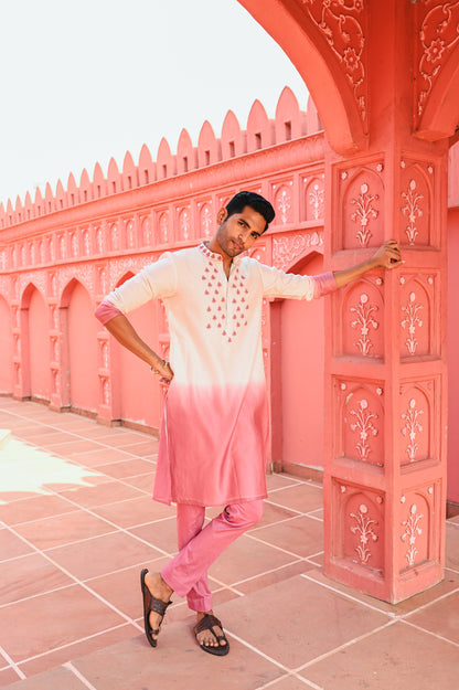 Pink Ombree Kurta Set