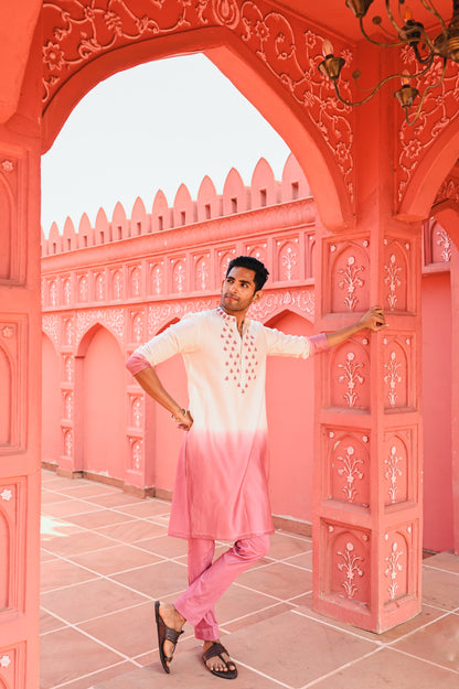 Pink Ombree Kurta Set