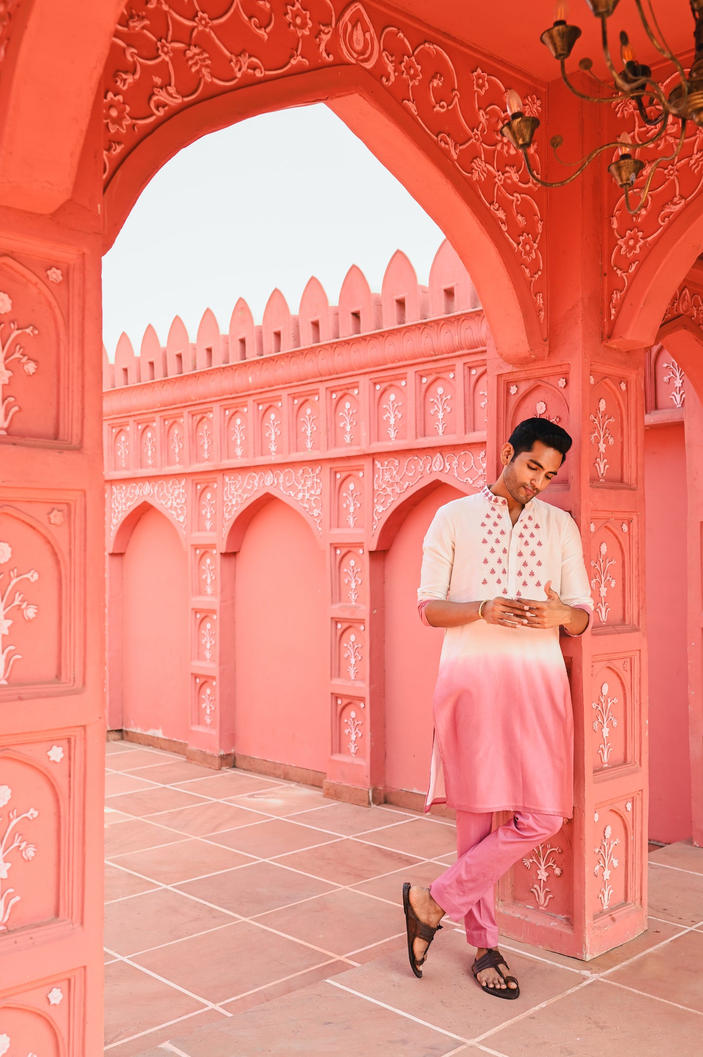 Pink Ombree Kurta Set