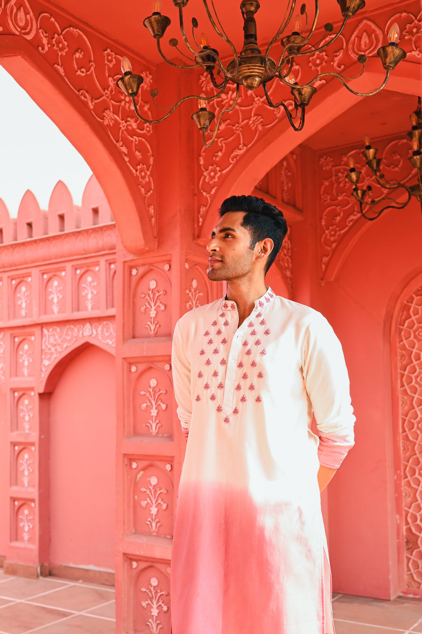 Pink Ombree Kurta Set