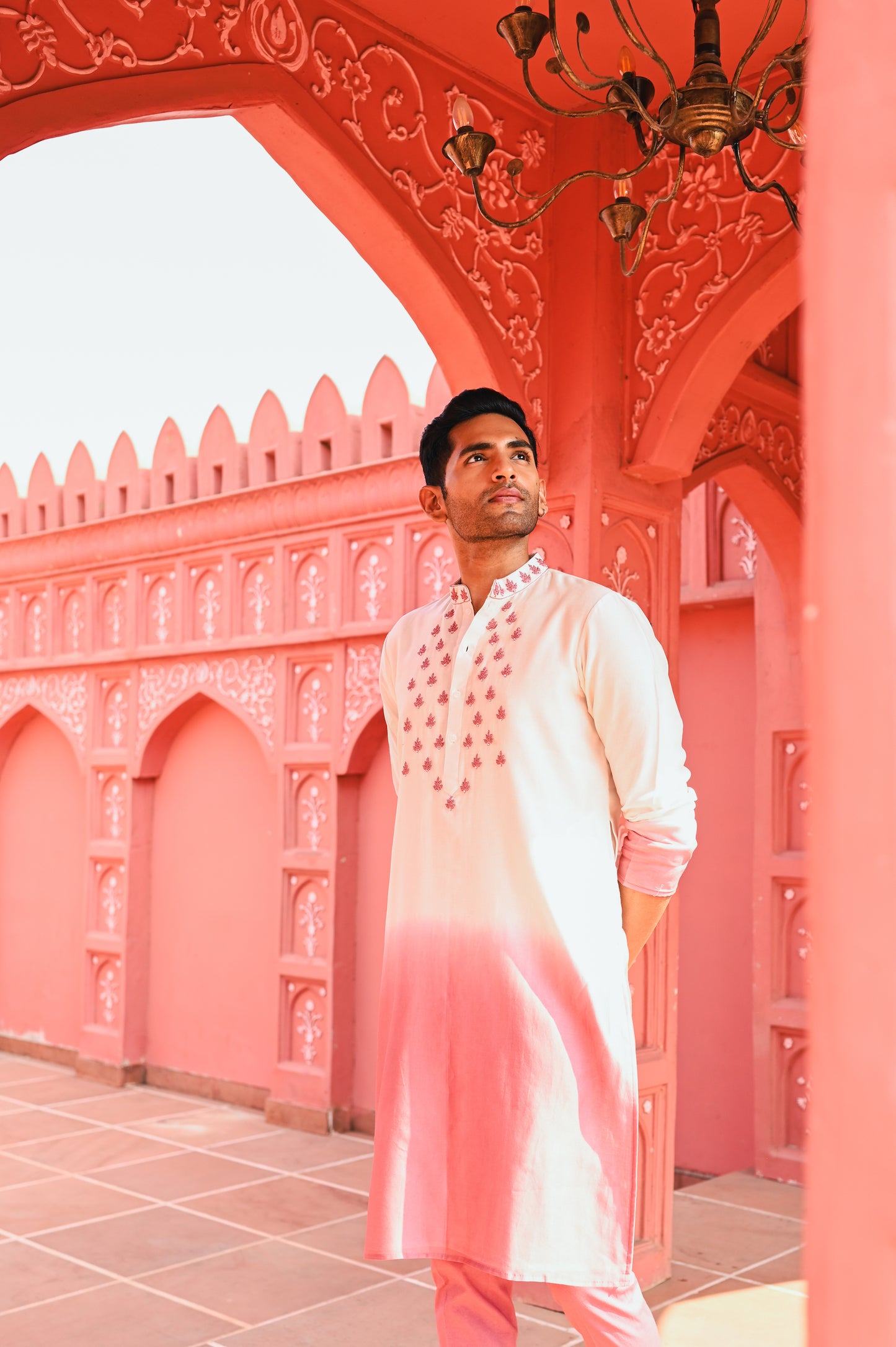 Pink Ombree Kurta Set