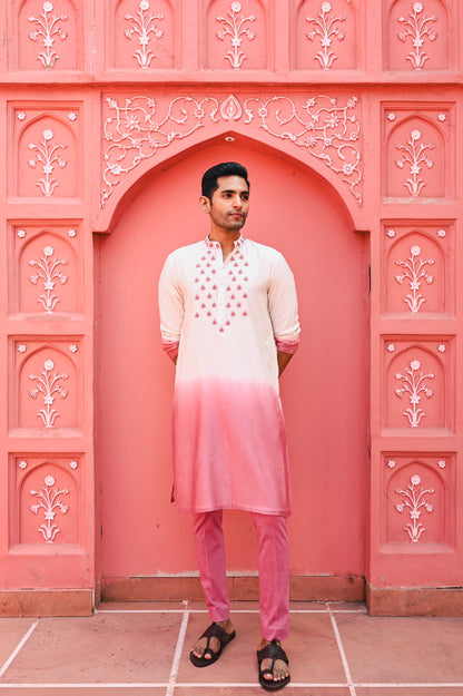 Pink Ombree Kurta Set