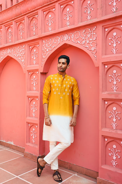 Yellow ombree kurta set