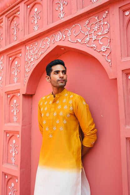 Yellow ombree kurta set