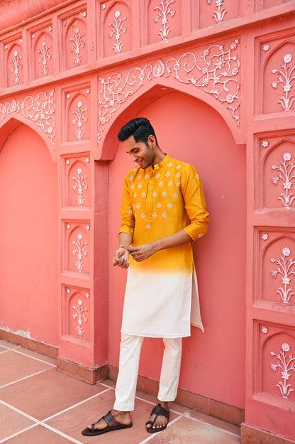 Yellow ombree kurta set