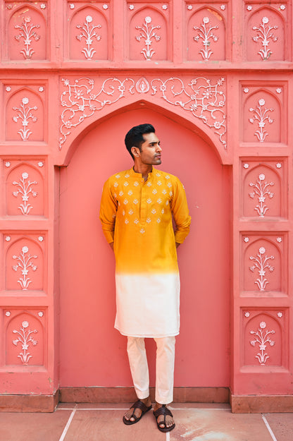 Yellow ombree kurta set