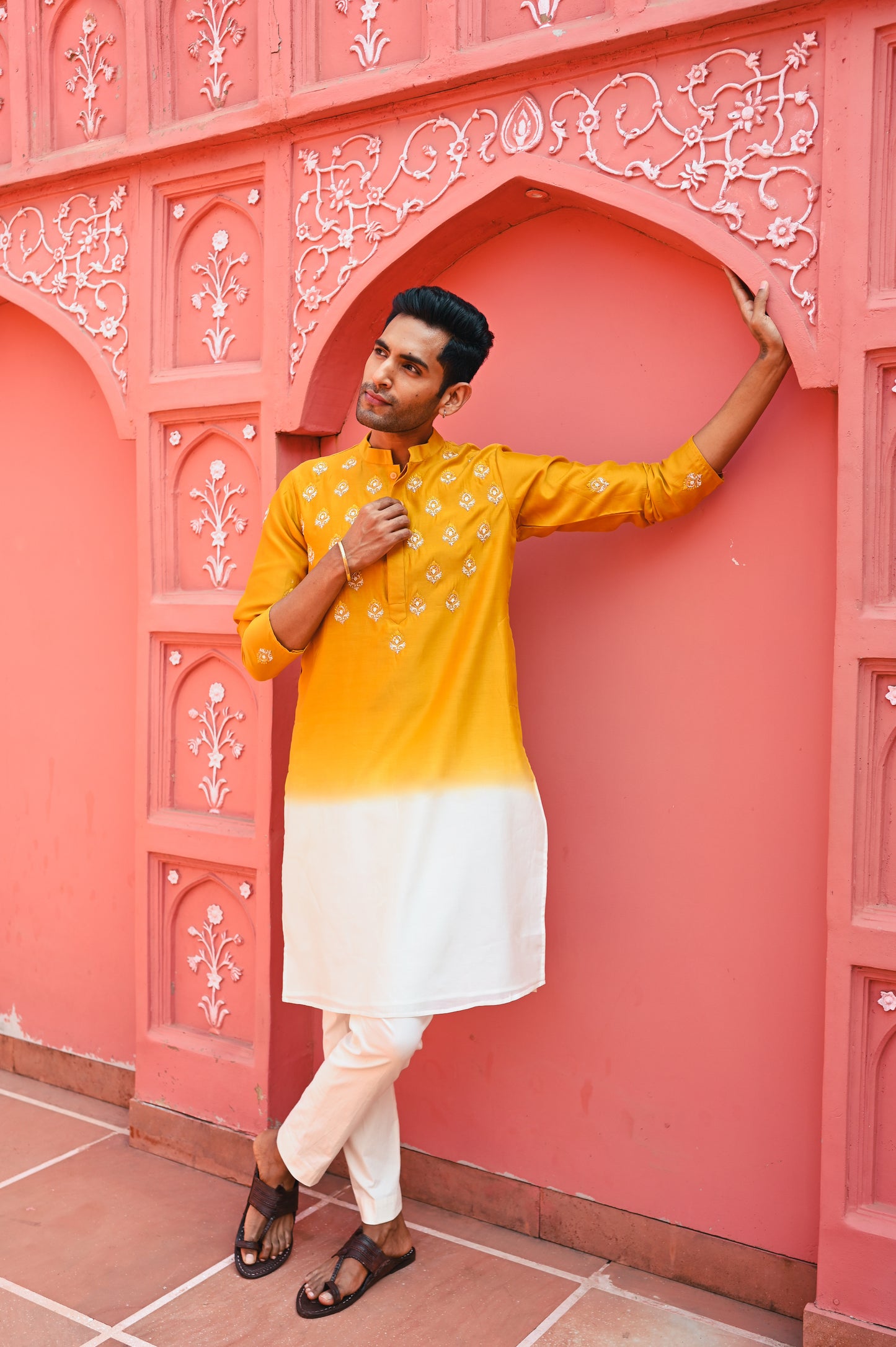 Yellow ombree kurta set