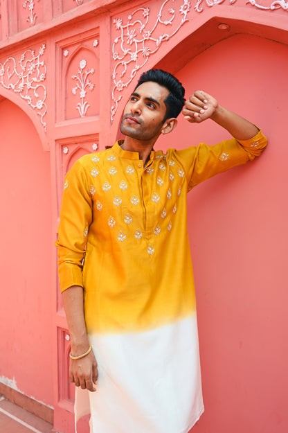 Yellow ombree kurta set