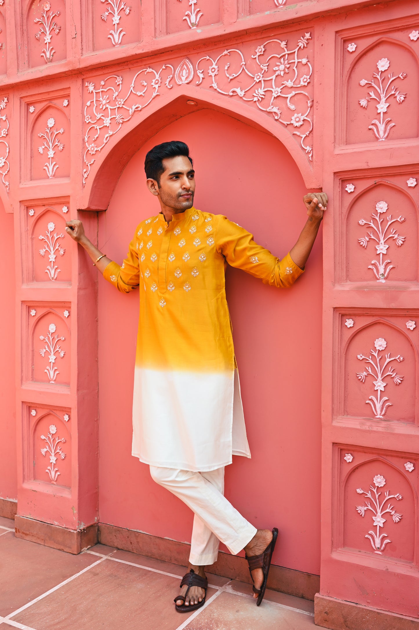 Yellow ombree kurta set