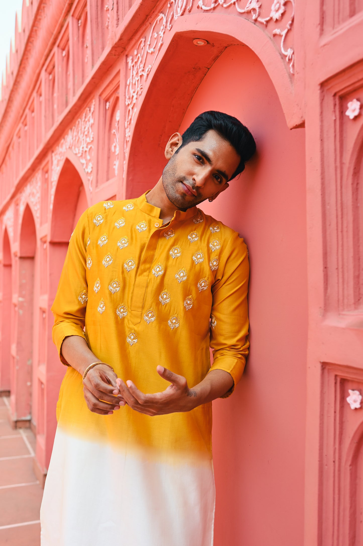 Yellow ombree kurta set