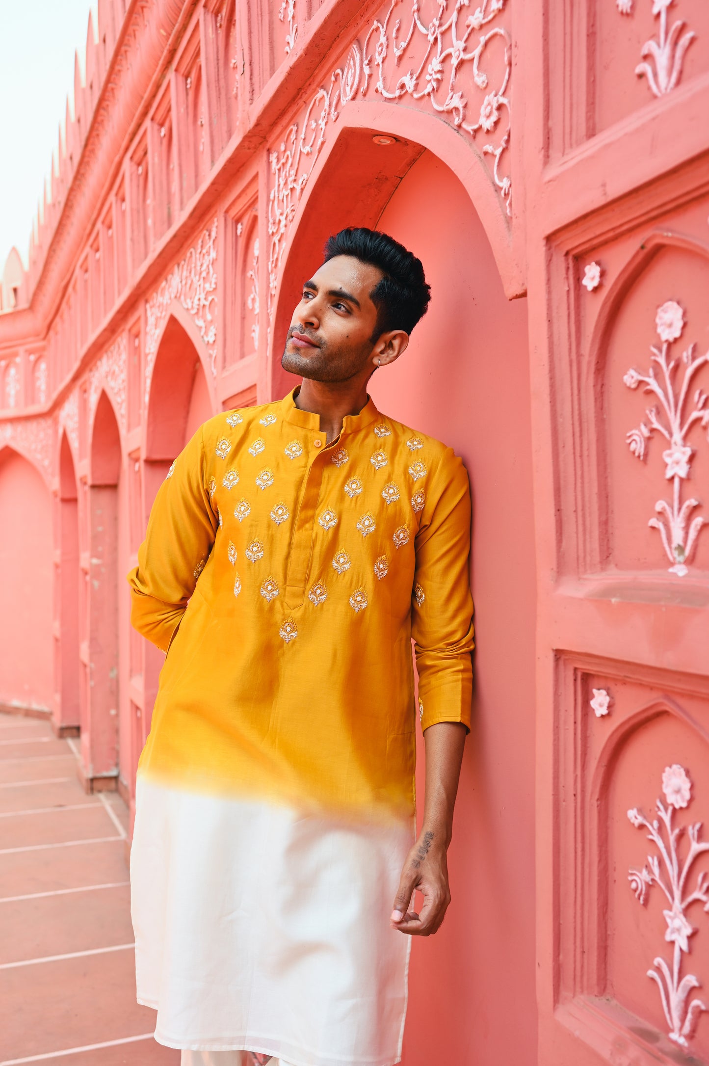 Yellow ombree kurta set