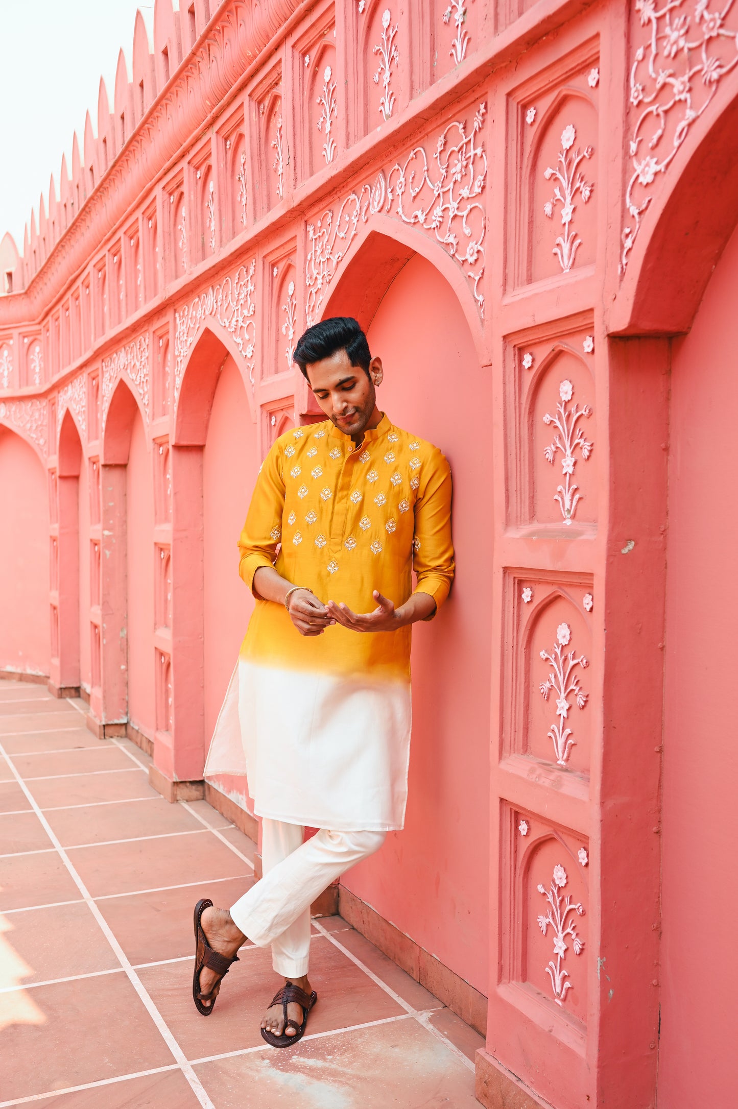 Yellow ombree kurta set