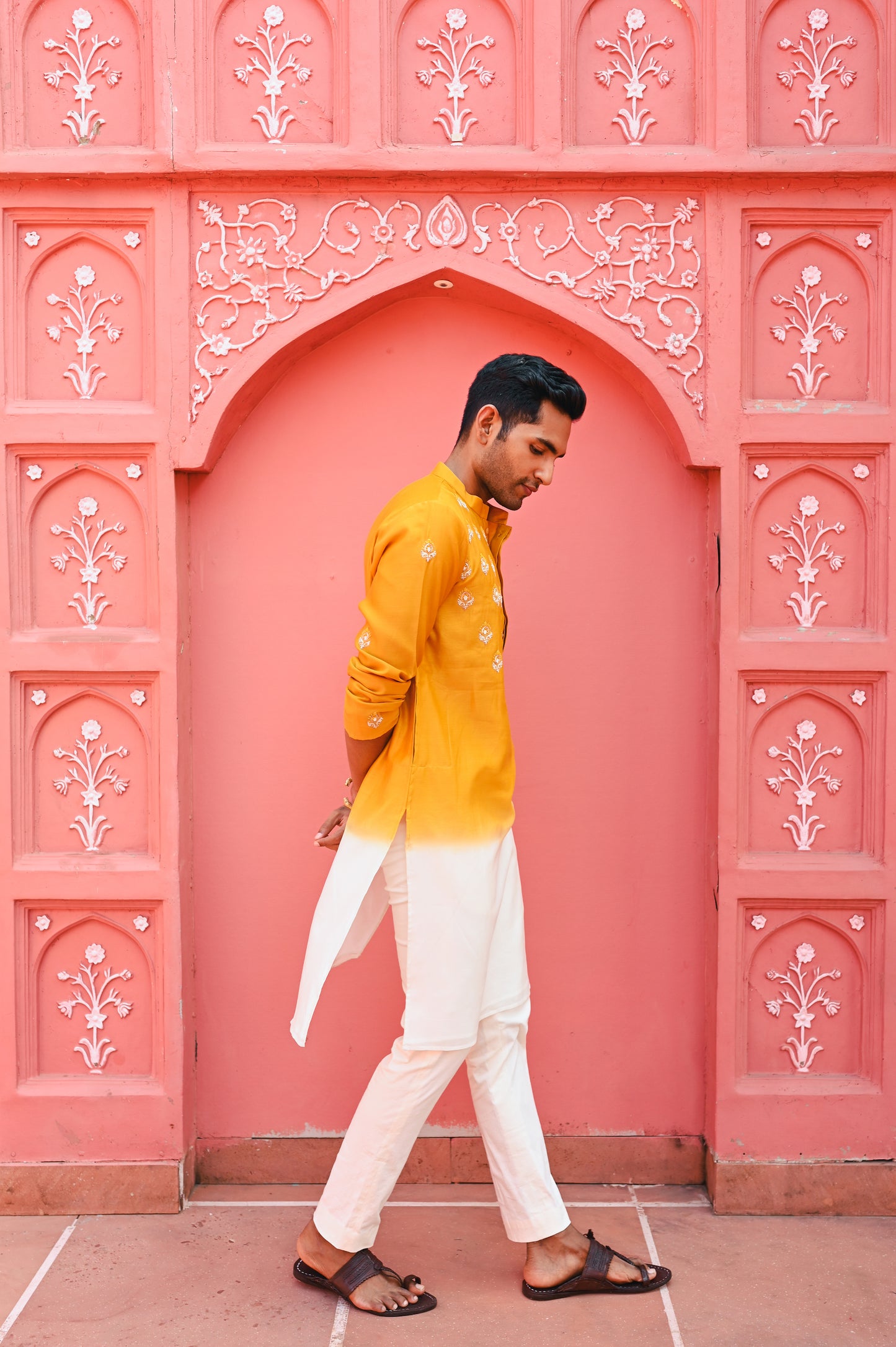 Yellow ombree kurta set