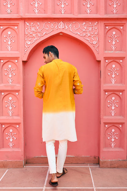 Yellow ombree kurta set