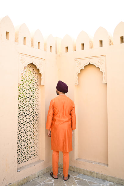 Orange asymmetrical kurta set