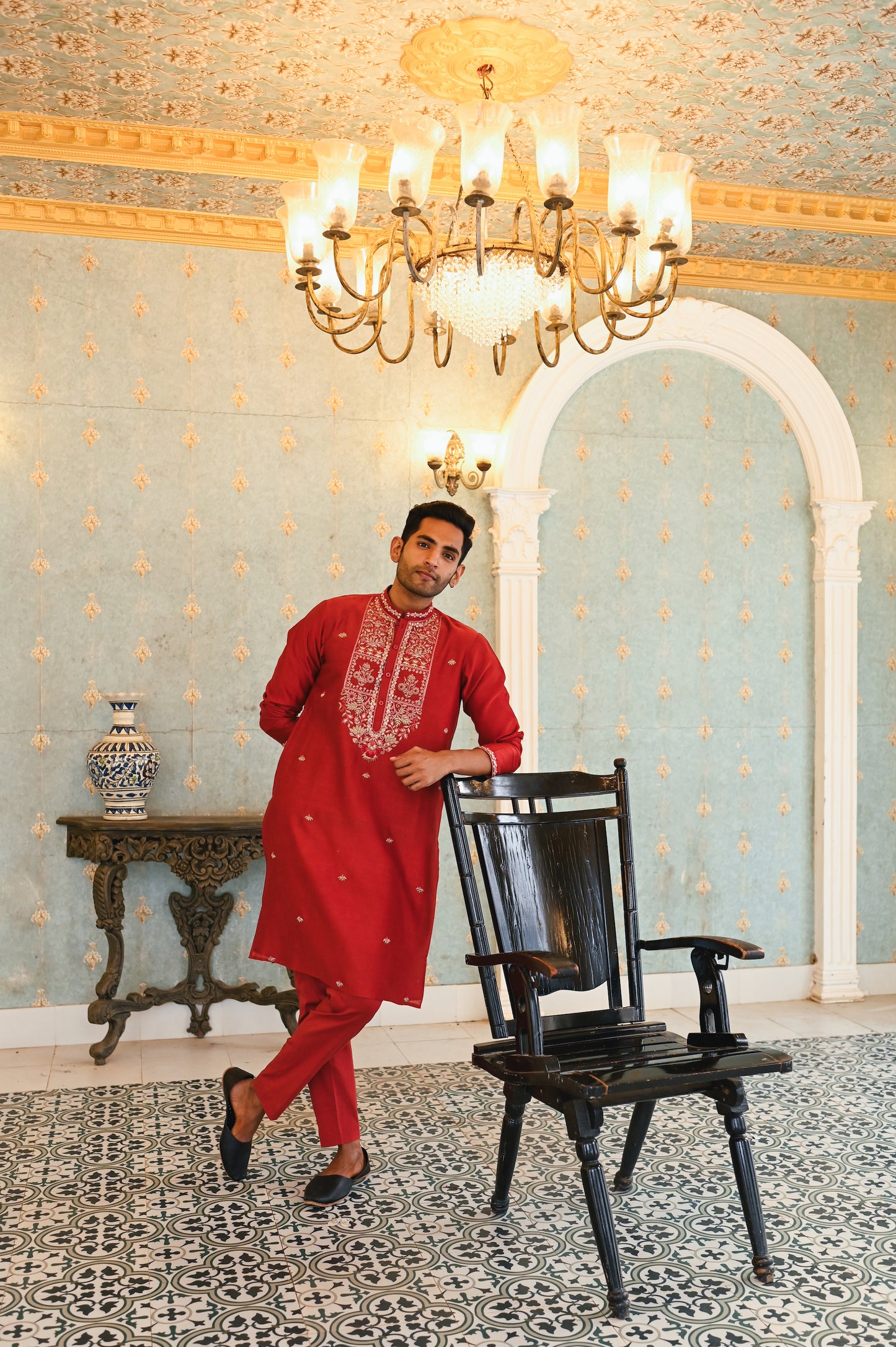 Red kurta set