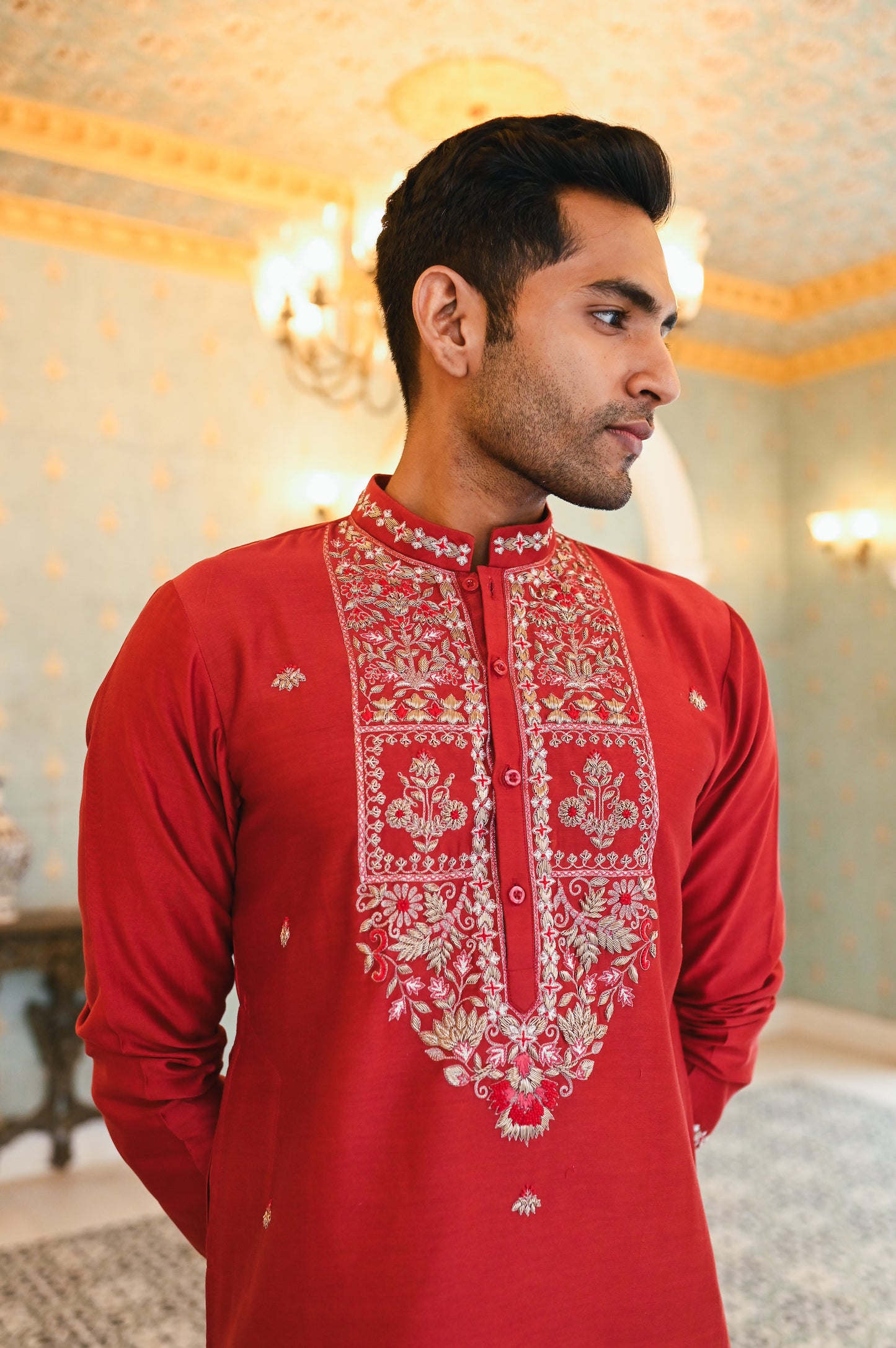 Red kurta set